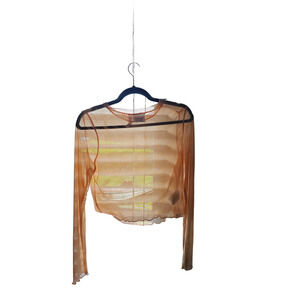 Sparkly Mesh Diamond Long Sleeve Top - Nightclub Glam